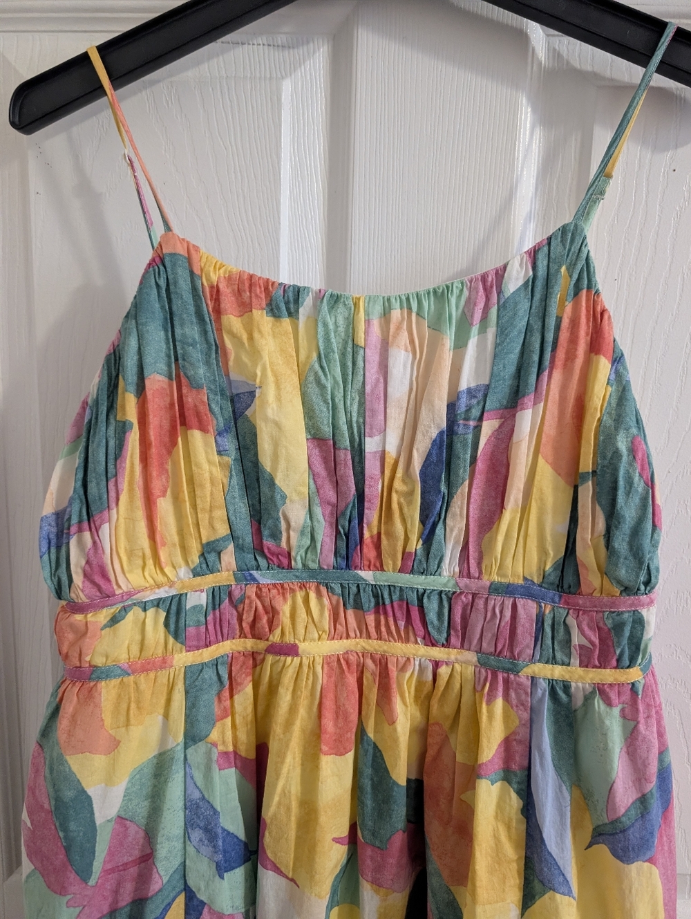 Reitmans 100% Cotton Midi Sundress Abstract Colorful Print Tropical Boho Chic  L - Picture 3 of 9